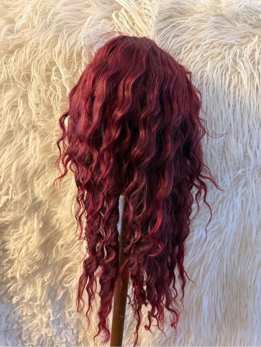 Deep Burgundy Wavy Women’s Wig - Elegant Long Style